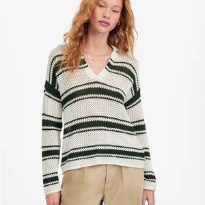 Open-Stitch Johnny Collar Sweater